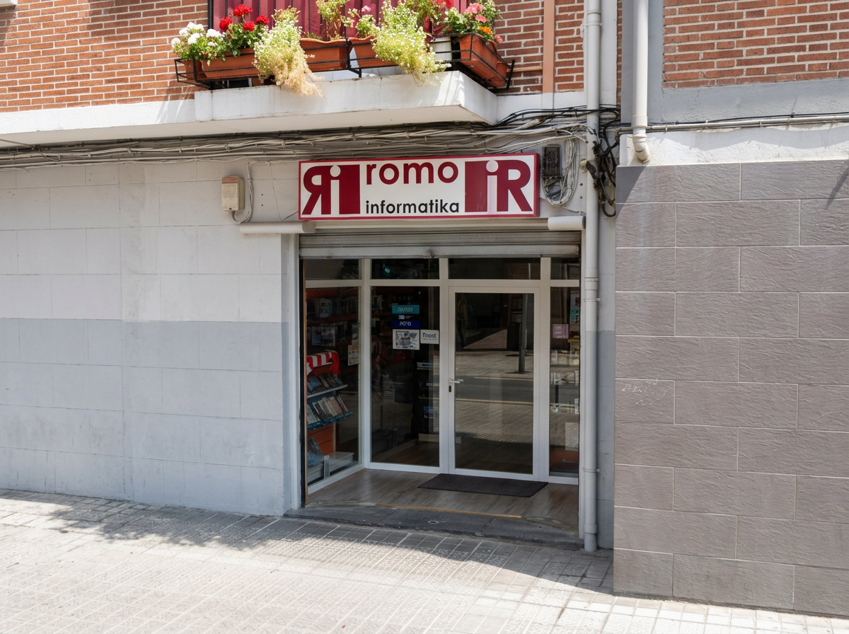 Taller de Romo Informatika con portátil y herramientas de reparación